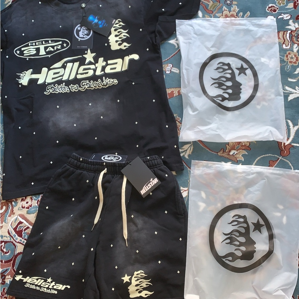 Hellstar Black Graphic T-Shirt and Shorts Set